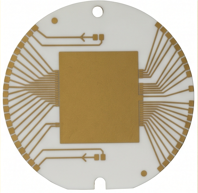 Custom Round Ceramic PCB with High-Density Copper Traces for LED/High-Temp Applications