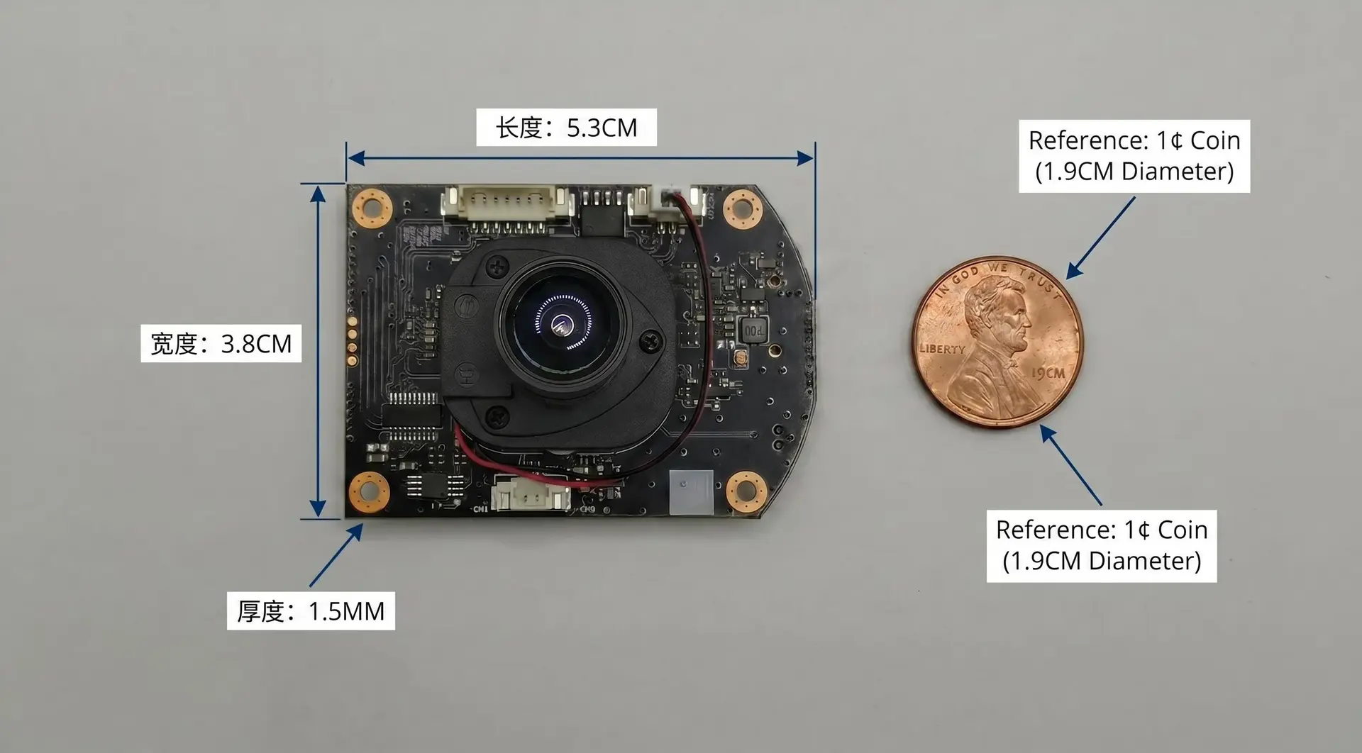 Compact camera PCBA size reference