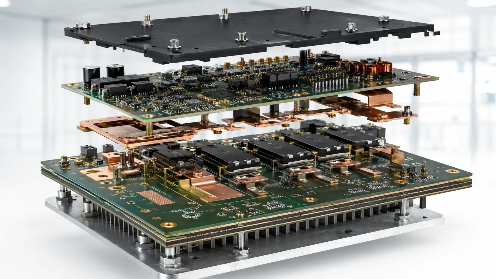 المسار الحراري من مكون القدرة عبر PCB والثقوب إلى المشتت
